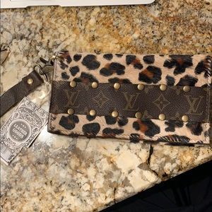 Upcycled / refurbished Louis Vuitton wristlet
